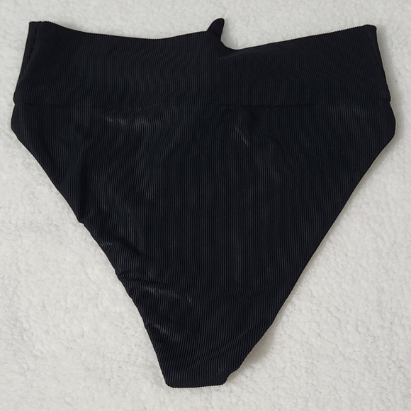 New!Beach Riot Emma Bikini Bottom‎ Solid Black Rib - Picture 8 of 10